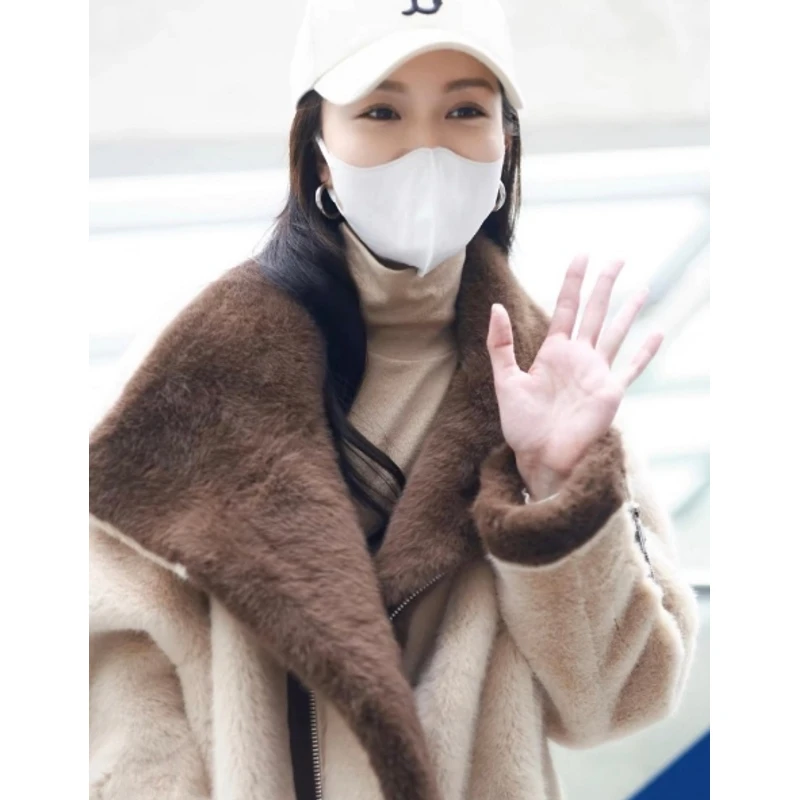 人造皮草 佰丽世家A-18 JSM-明星同款大翻领欧美机车风外套