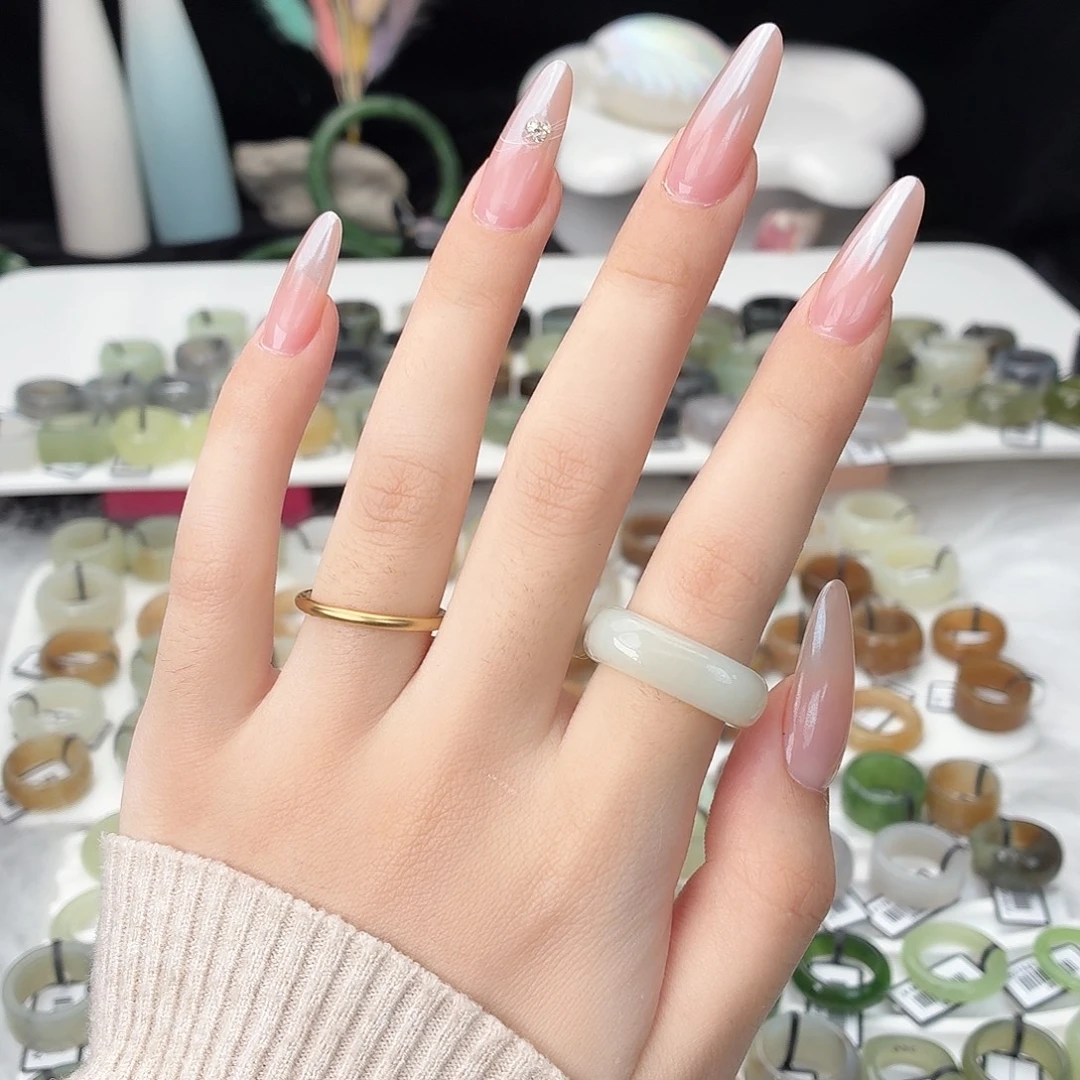 和田玉未镶嵌戒指x102奶白方圆17.5不退换