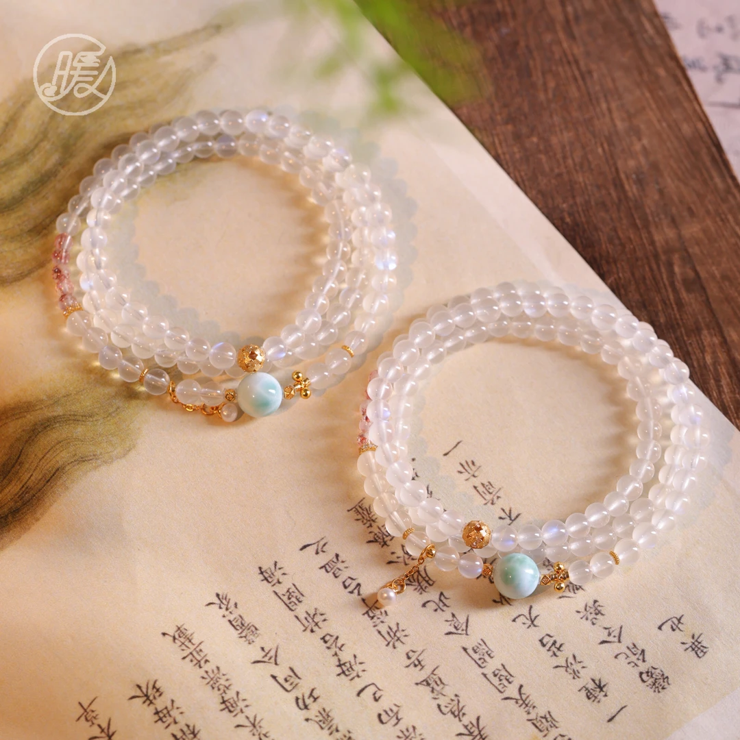 三圈长石手串5mm搭配海纹石路路通手链D3130多样性发一