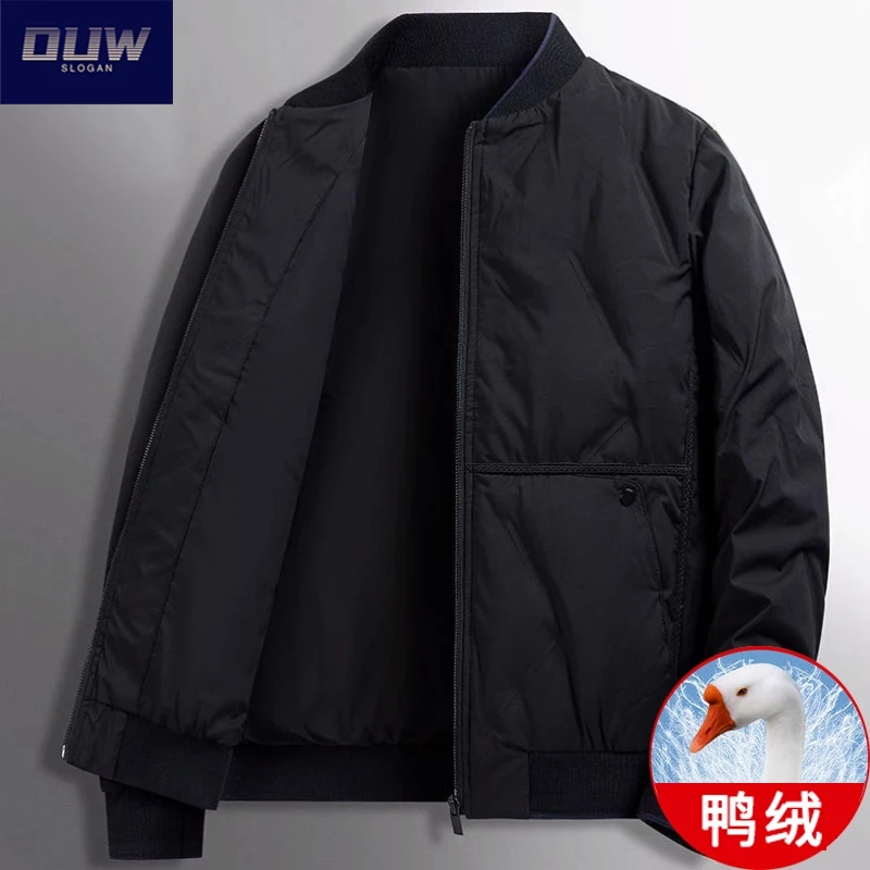 O.U.W男士羽绒服2025新款秋冬季加厚棒球领夹克商务休闲行政外套