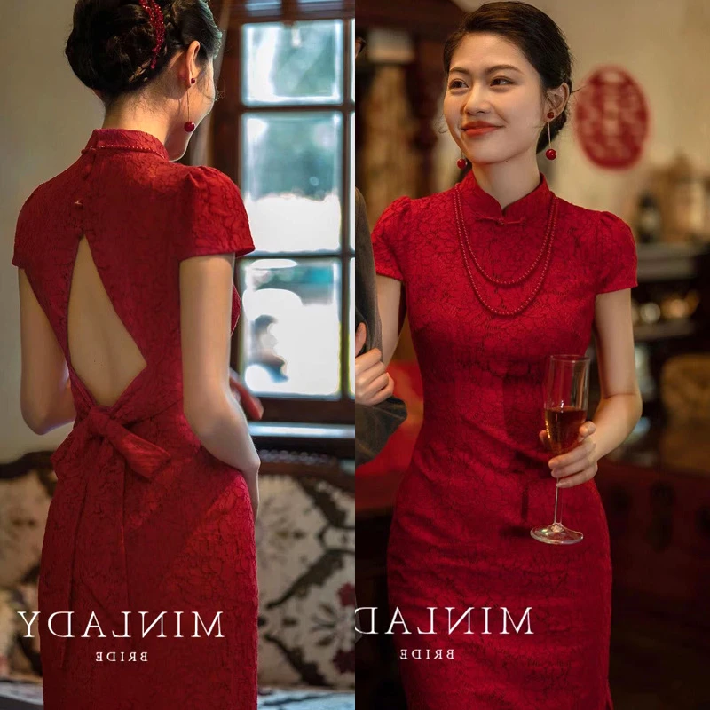 夏季敬酒服新娘结婚便装新中式订婚礼服改良旗袍高级新中式连衣裙