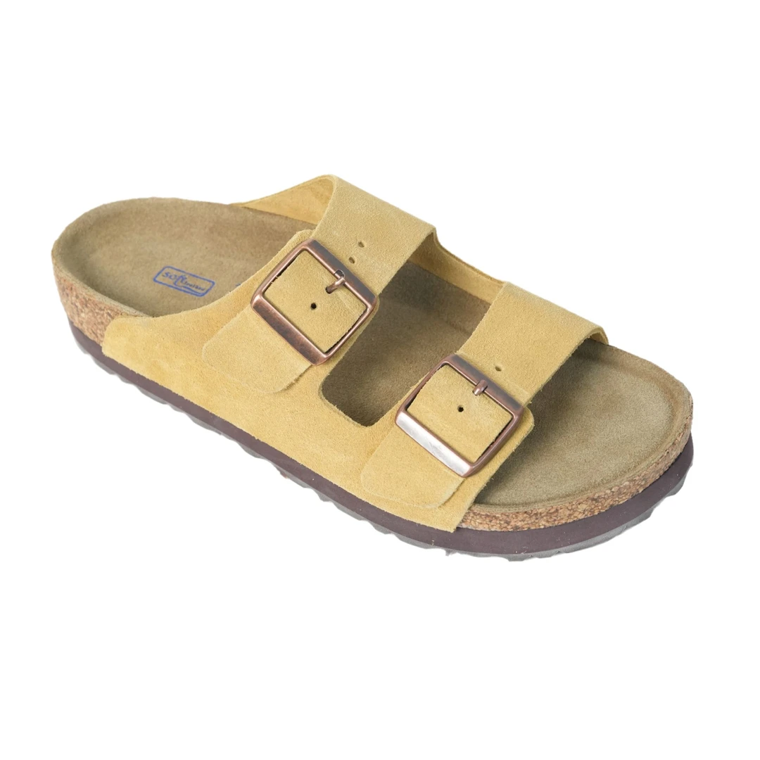 【勃肯凉拖】*高定单层牛皮2025夏季拖鞋女新款真皮软木牛皮透气搭