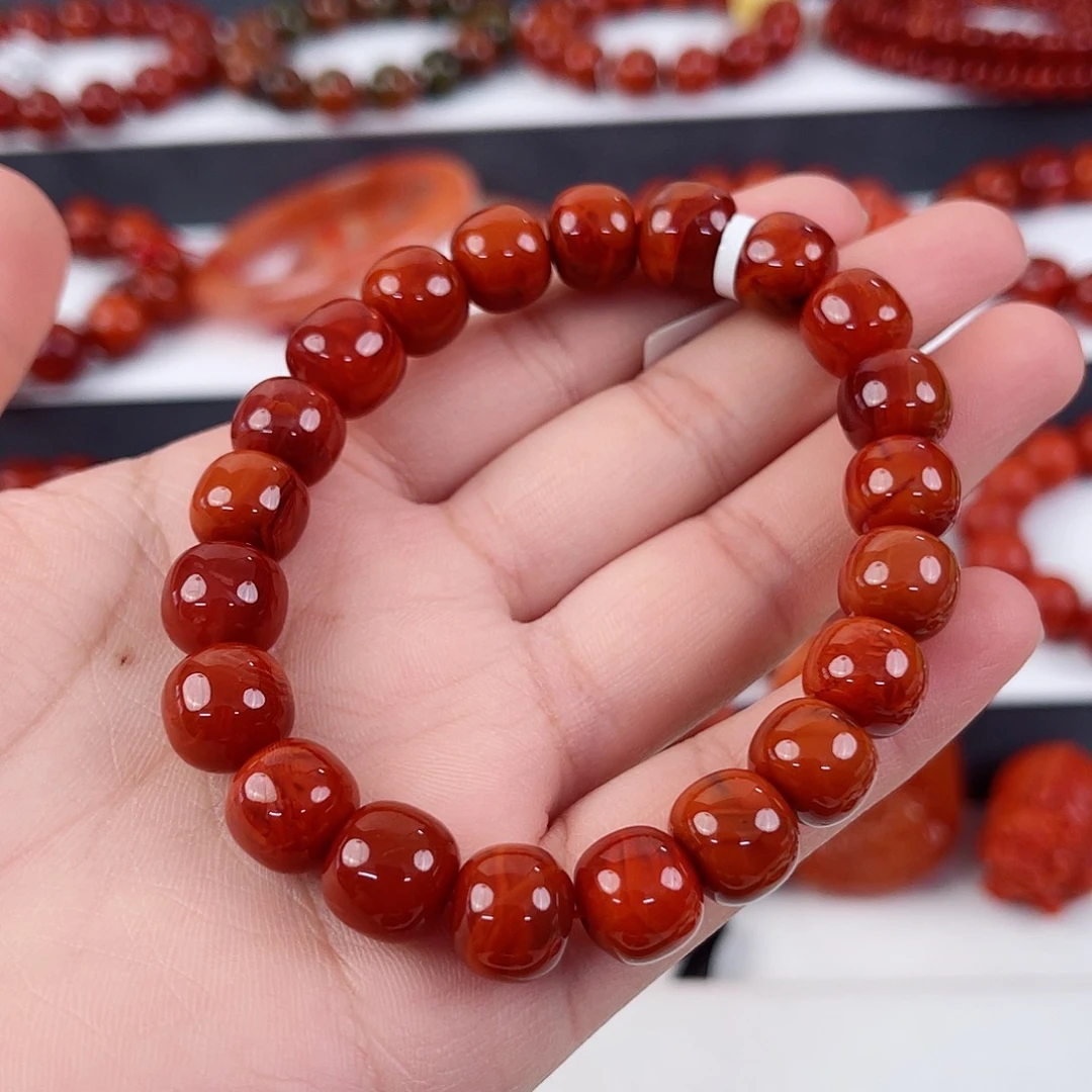手串未镶嵌南红玛瑙月***了瓦西牛血红老型单圈10mm