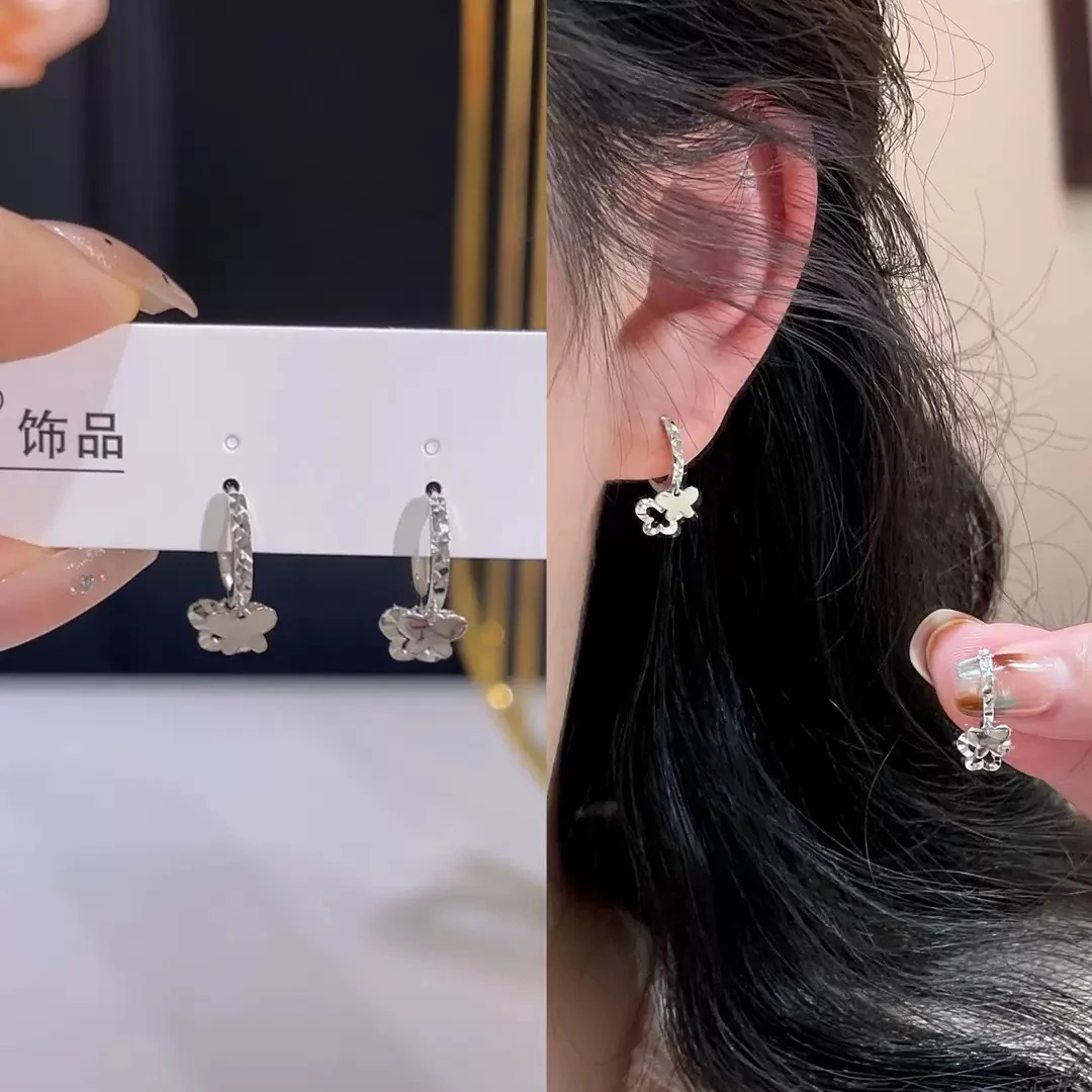 铜合金耳饰 1038 法式轻奢蝴蝶流苏耳扣女小众精致百搭耳环气质