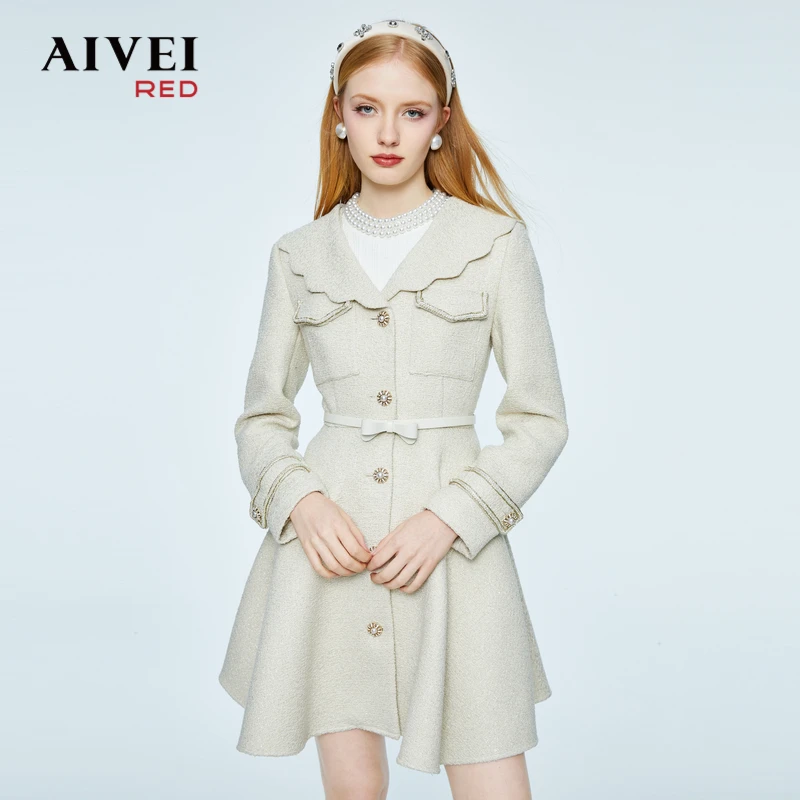 【芊芊专属】AIVEI艾薇气质淑女显瘦香风粗花呢连衣裙P0560143
