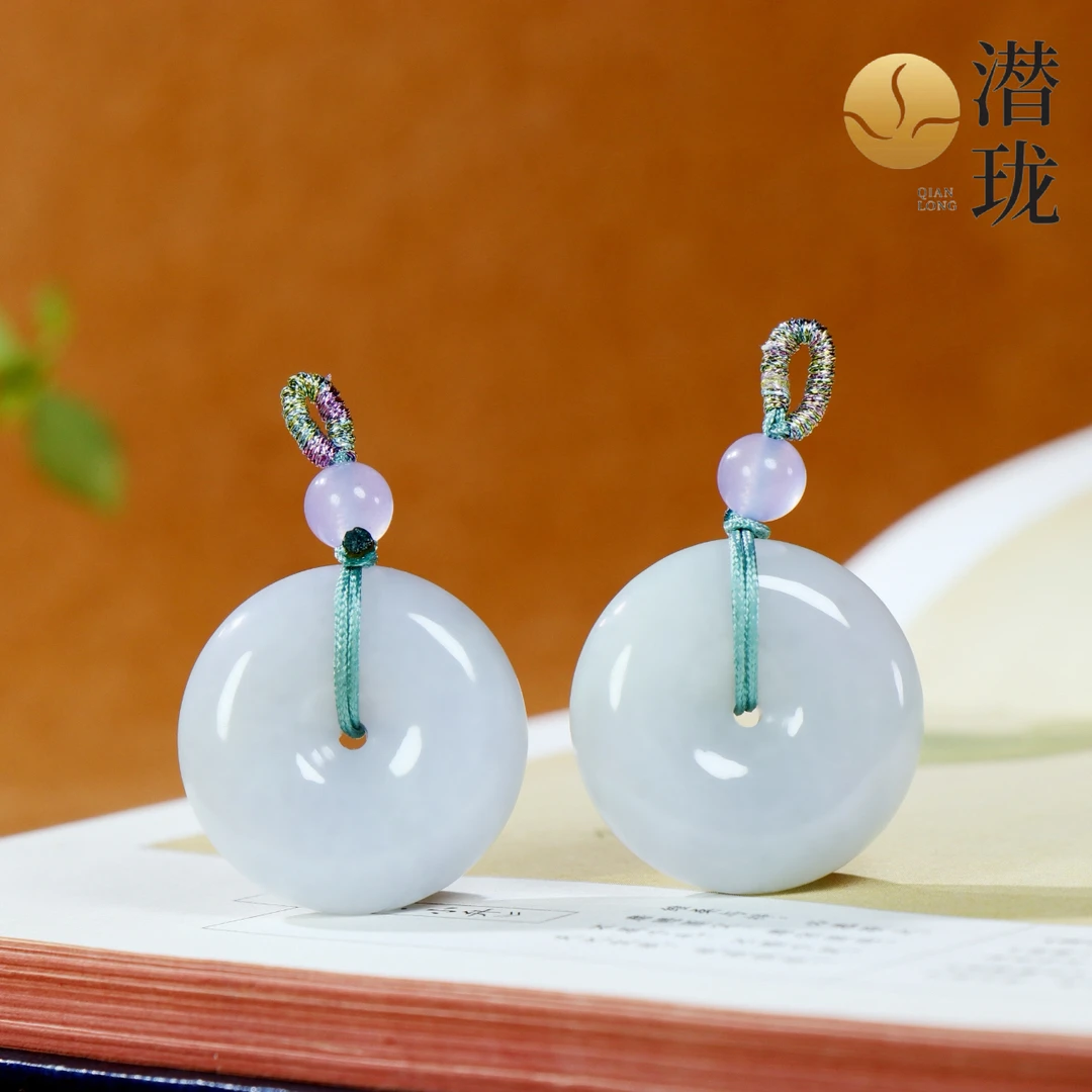 【潜珑】qq-6809天然翡翠A货厚装面包扣卡28➕平安扣