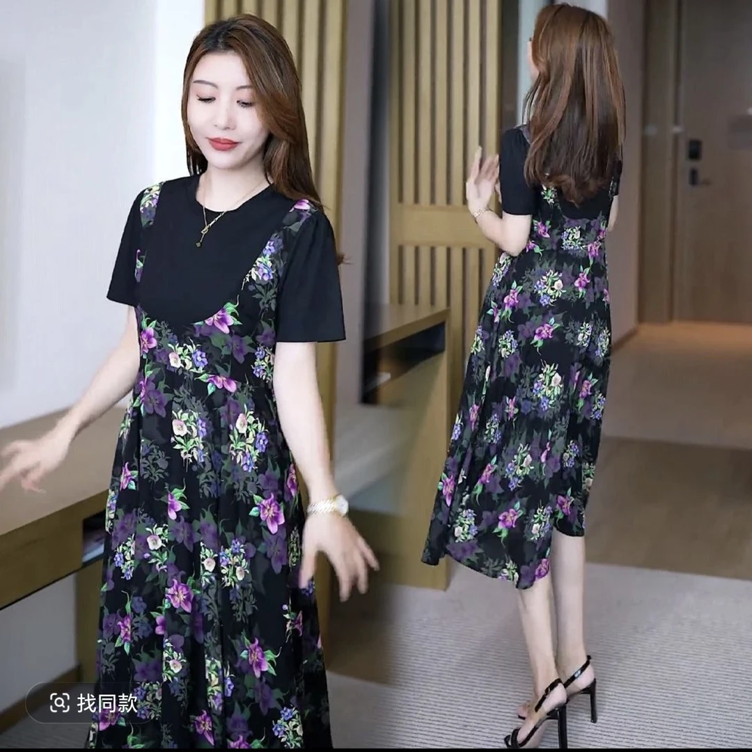 0323早春新款碎花收腰气质时尚连衣裙法式女神范春季网红质