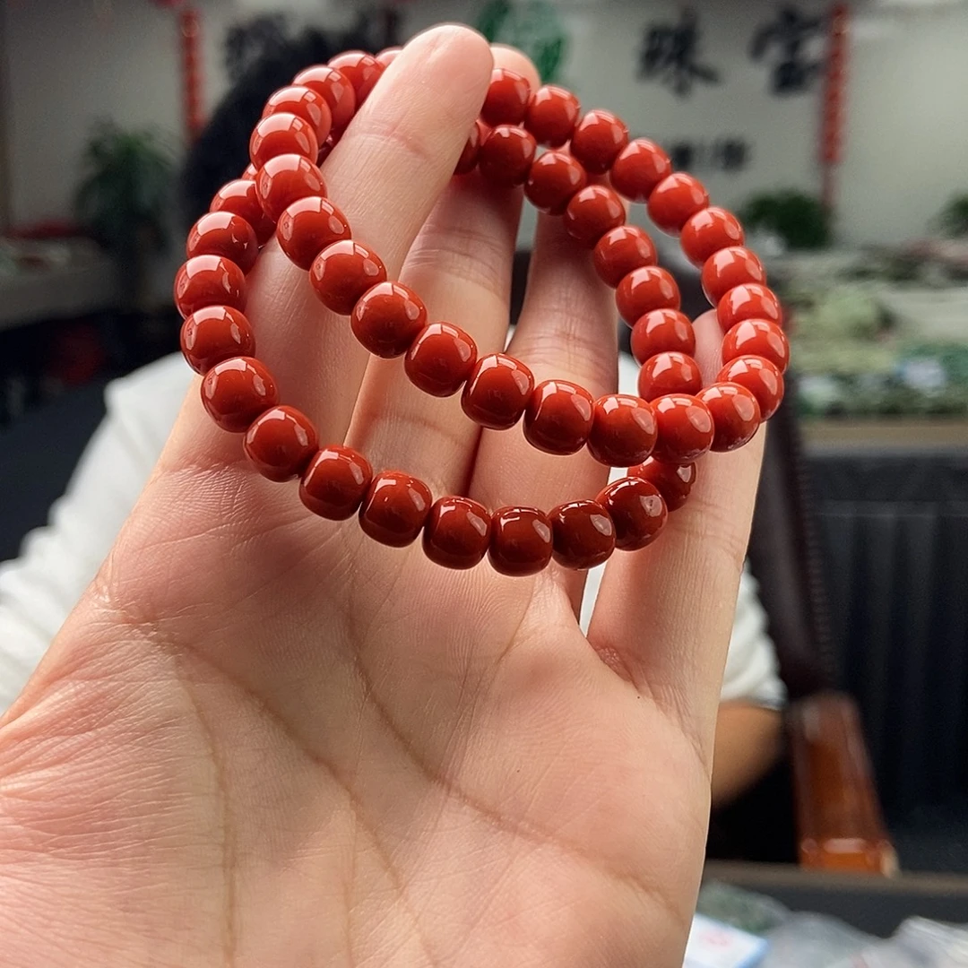 南红玛瑙未镶嵌颈饰卡8手串 颜色多样性发拍一发一