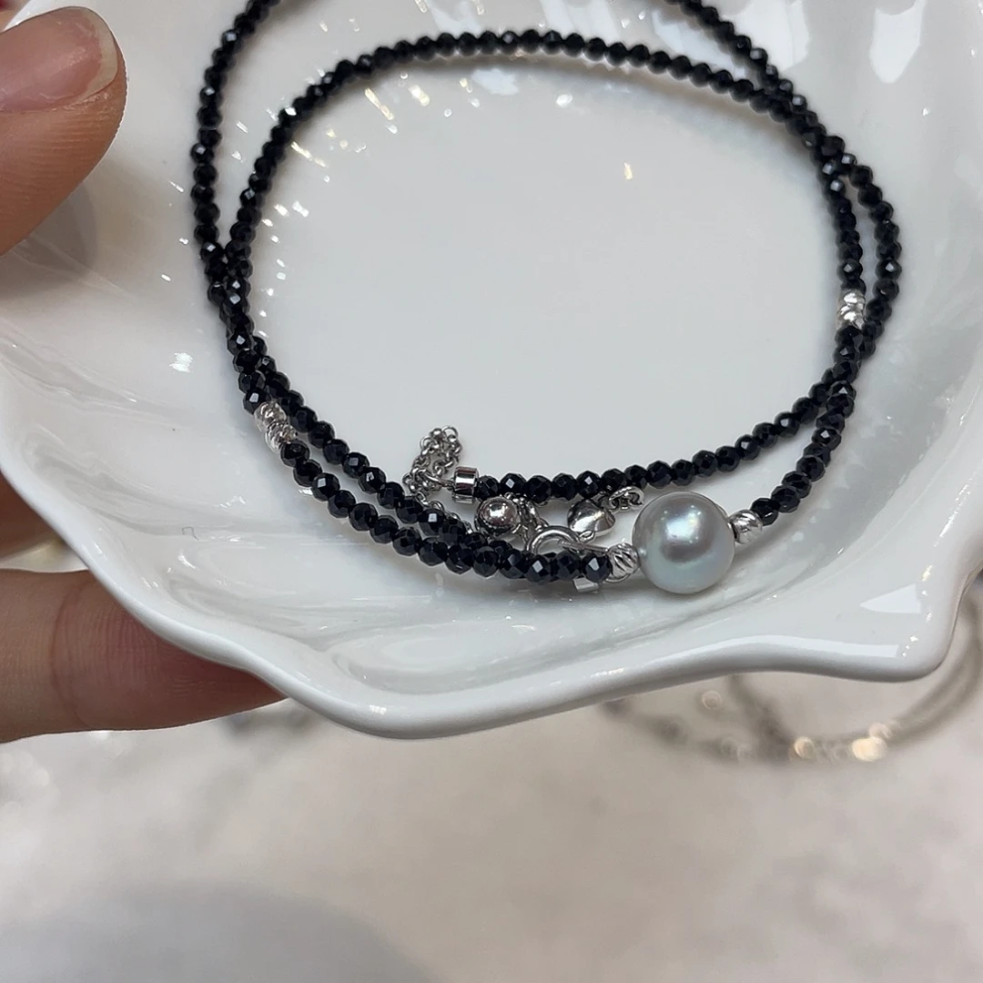 项链银S925镶嵌海水珍珠