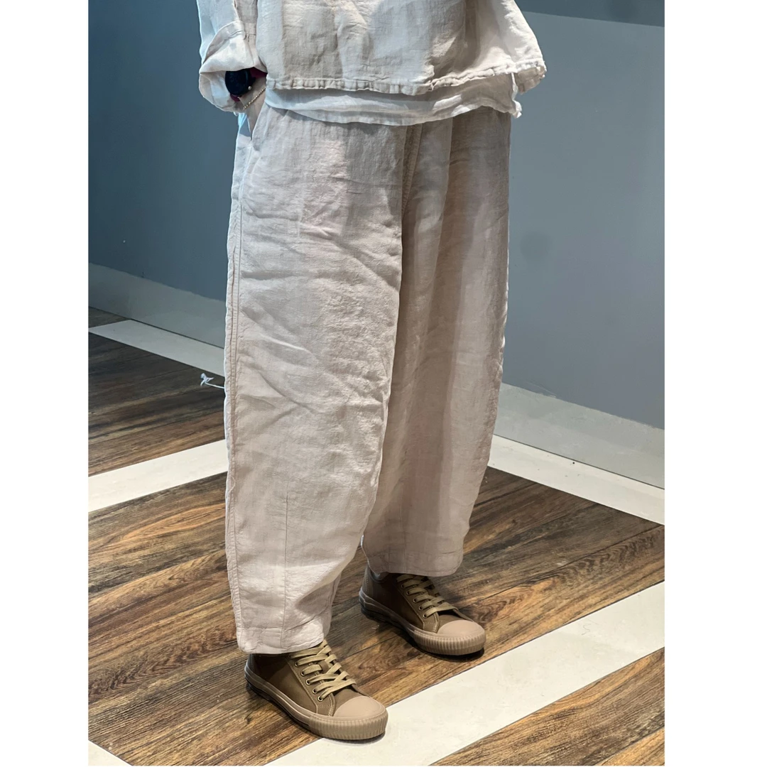 2025夏高订雨露麻休闲女裤时尚休闲百搭轻薄舒适植物染纯色萝卜裤