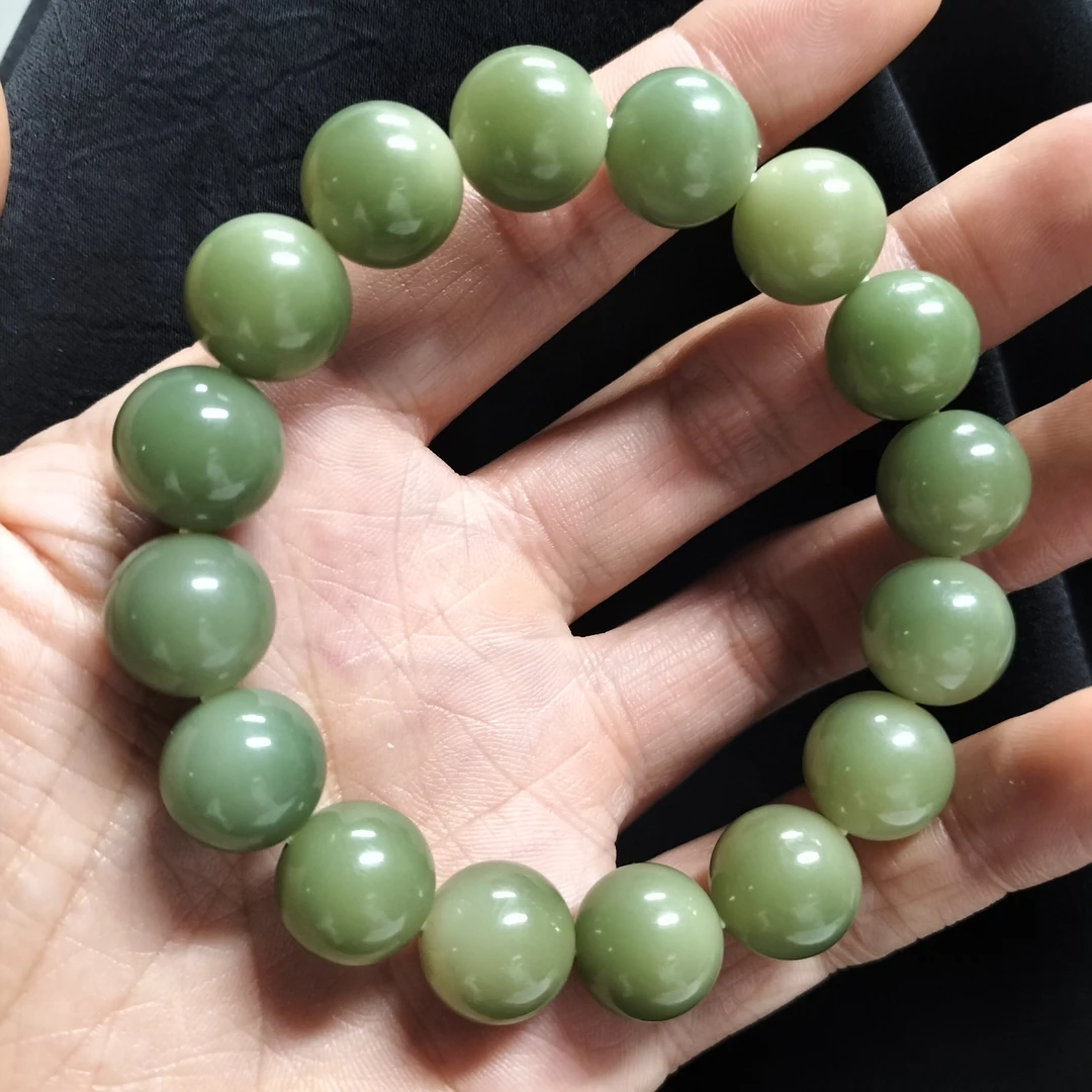13mm天然绿菩提根单圈手串高抛精修高密圆珠盘玩文玩绕指柔