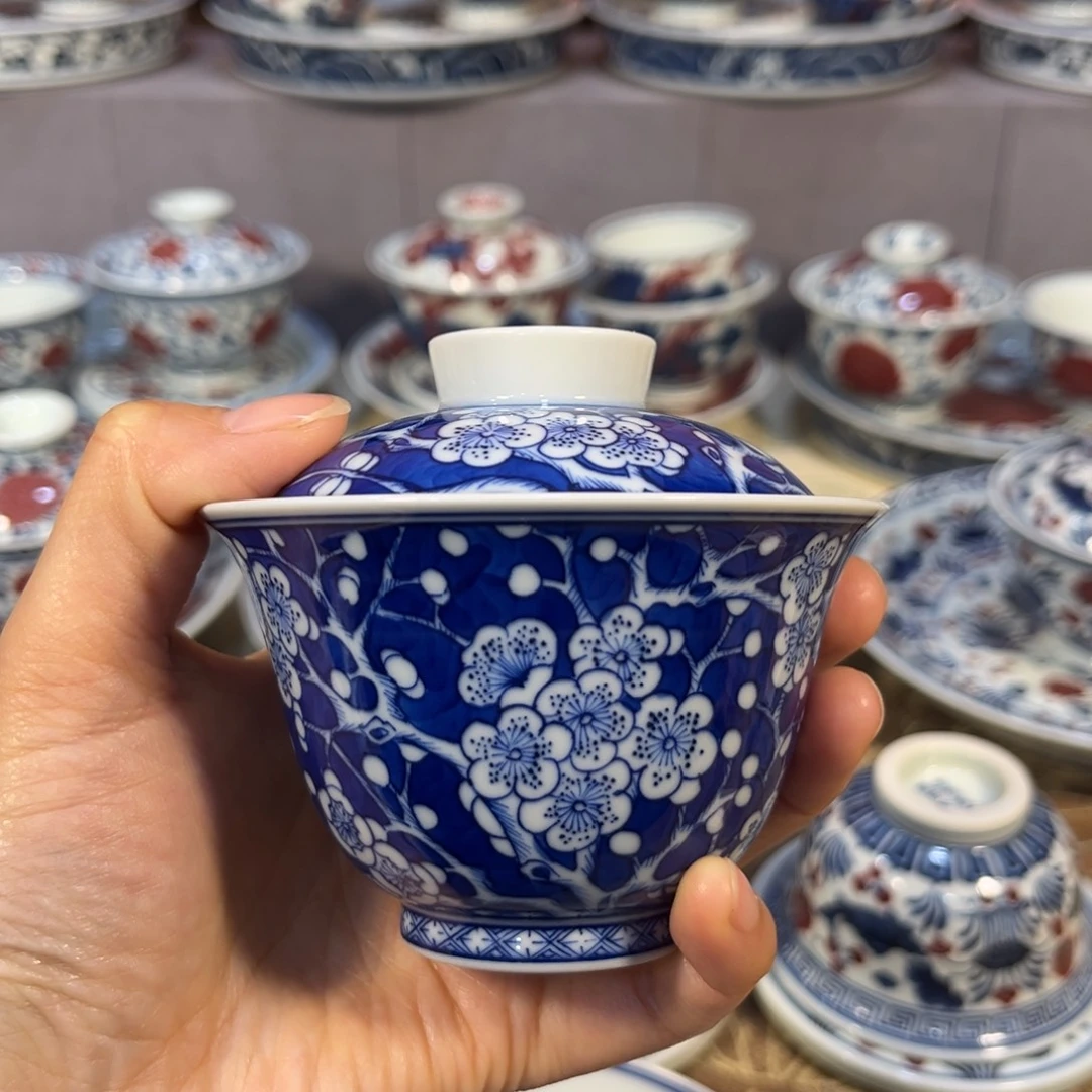 仿清冰梅铃铛盖碗