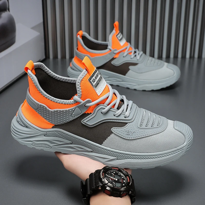 男鞋春季飞织网面透气网鞋休闲运动跑步轻便软底户外旅游登山潮鞋