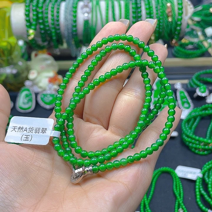 翡翠未镶嵌颈饰p****7翡翠阳绿项链4