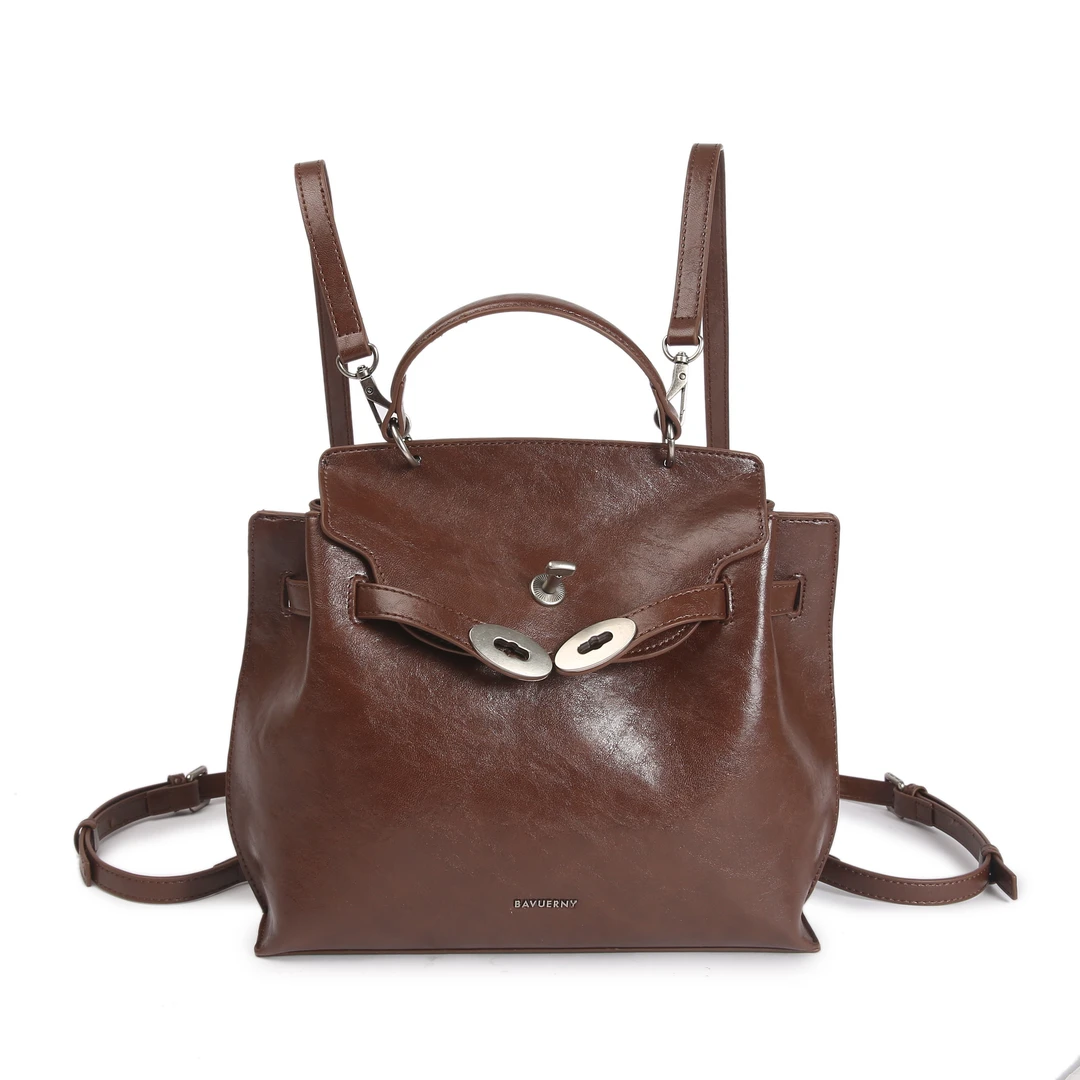 2025新款百搭时尚潮流简约双肩包1735#摩卡棕【W】