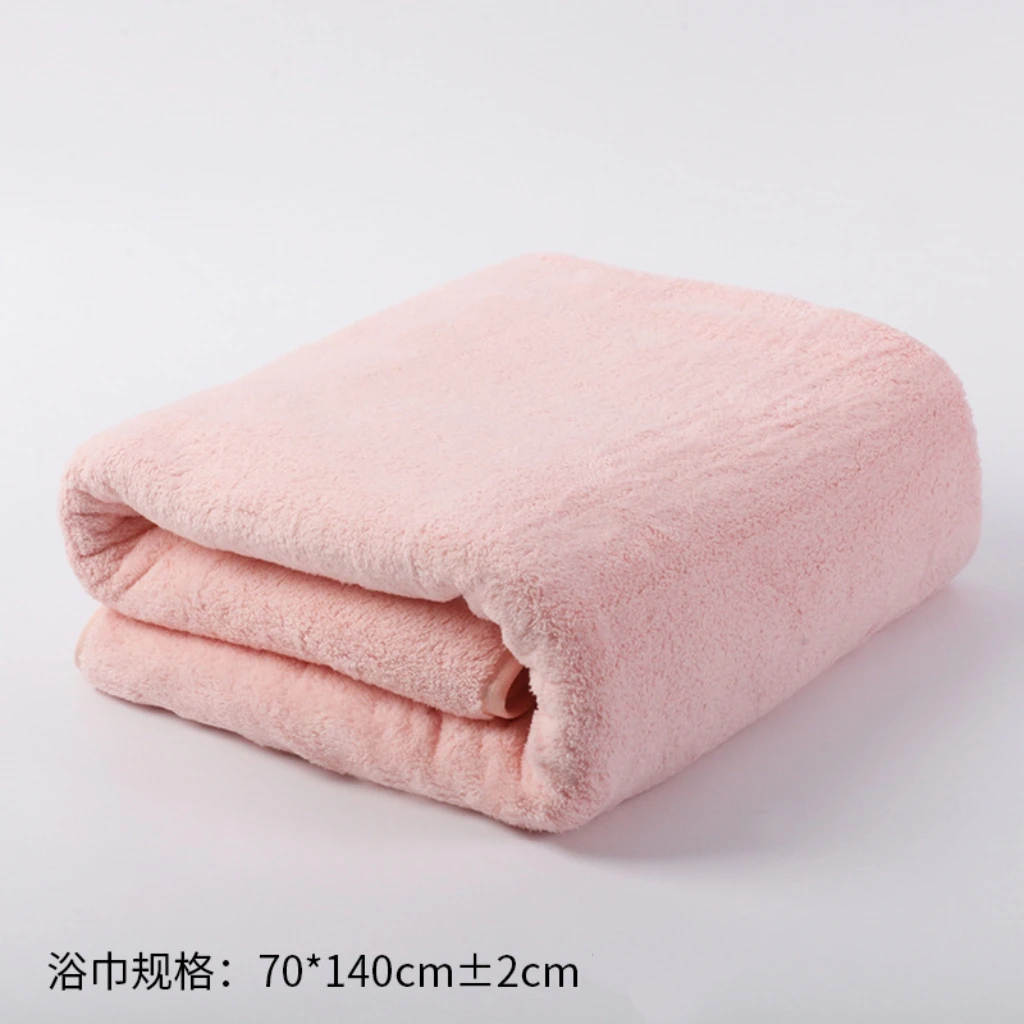 批发高密珊瑚绒加厚素色浴巾柔软亲肤家用不掉毛不掉色强力吸水