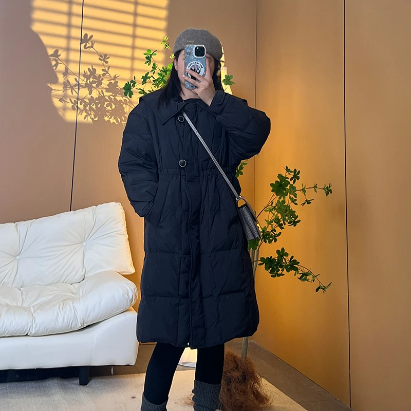 2025年新款韩版羽绒服女中长款加厚冬风衣款时尚宽松外套