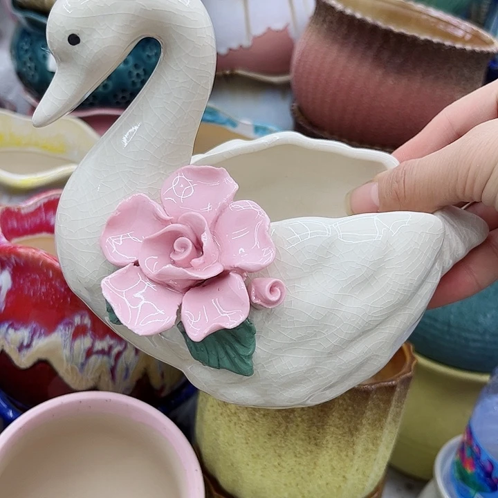 多肉绿植陶瓷花盆9.9包邮，有孔