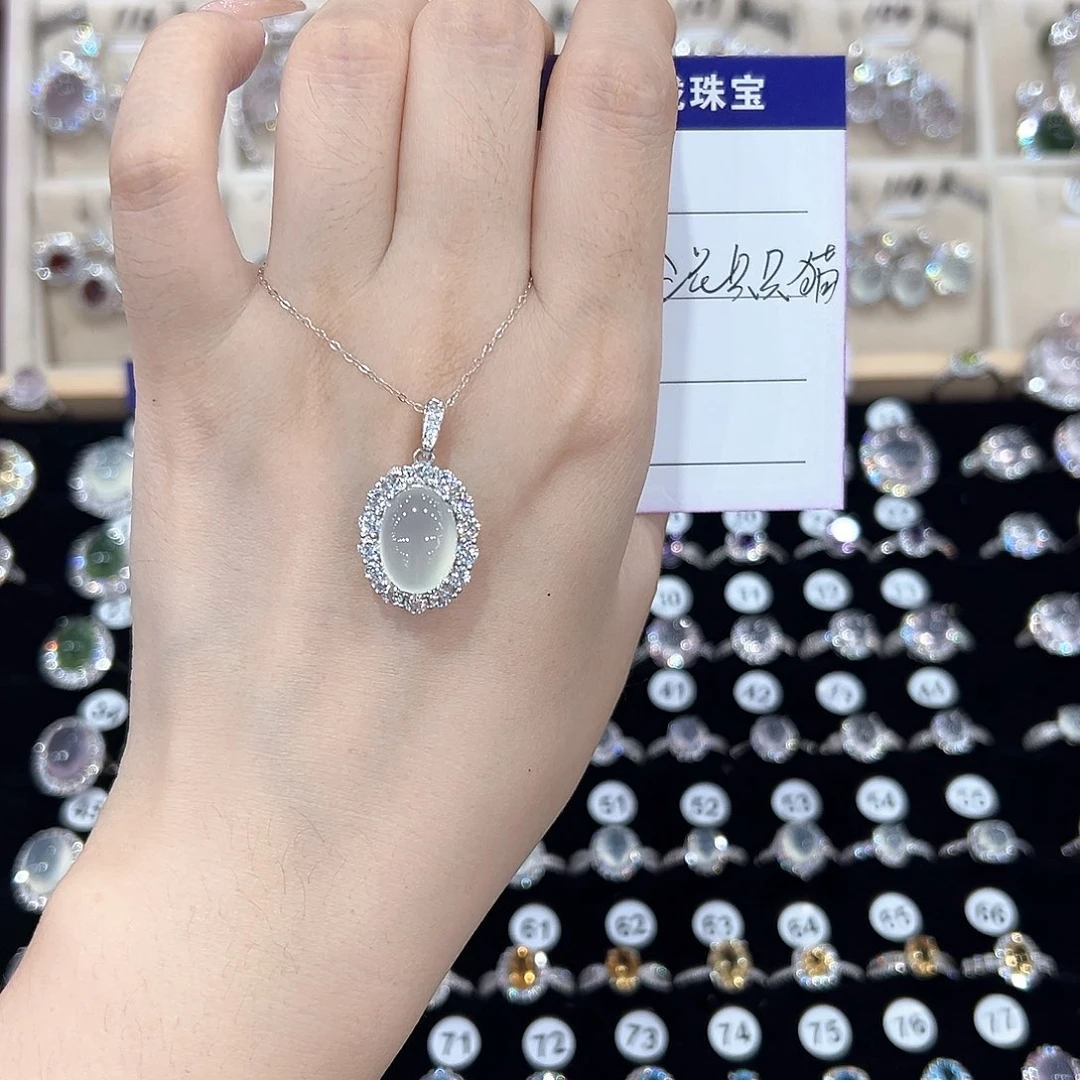 三***喵银S925镶嵌戒指芙蓉石
