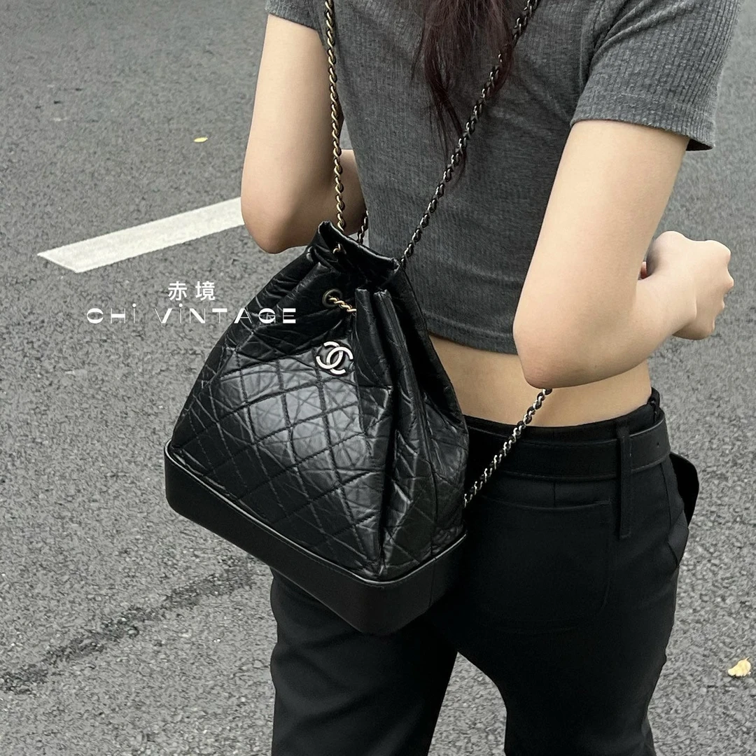 99新 Chanel/香奈儿 1324 黑色流浪双肩小号18