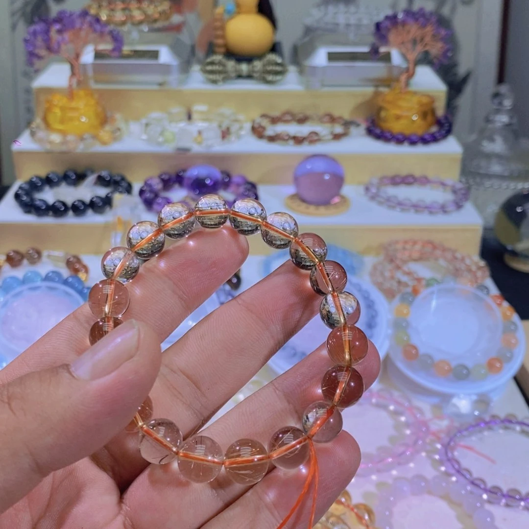 水晶手链未镶嵌金发金水晶手串