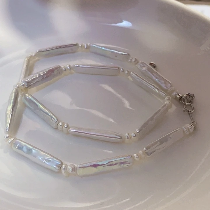 淡水珍珠银S925镶嵌项链