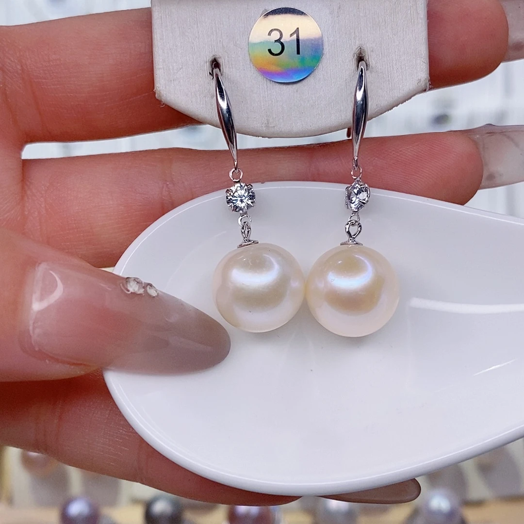 耳饰银S925镶嵌淡水珍珠12➕