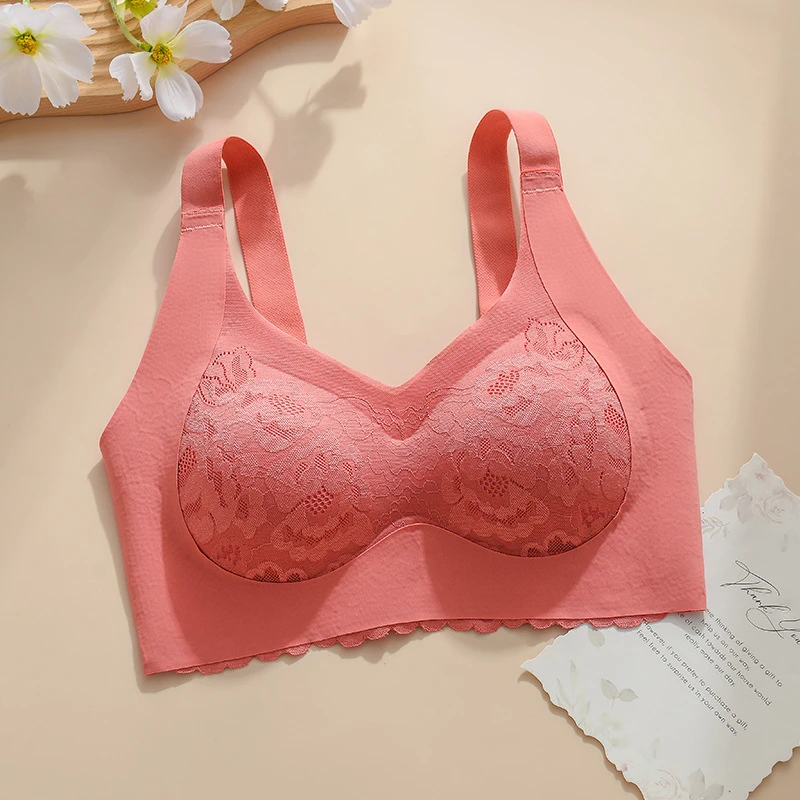 f010#剪标玻尿酸氧肤提拉调整型蕾丝文胸无钢圈收副乳无痕内衣女