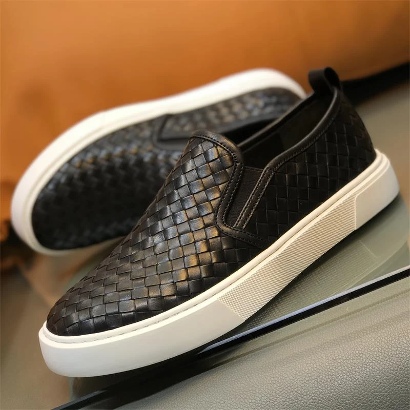 高端编织轻奢小英伦软皮软底真皮国潮国潮真皮男鞋上班舒服耐穿