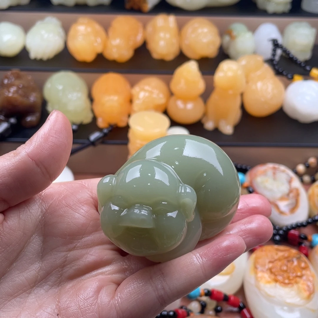 @***~石材天然古青石手把件