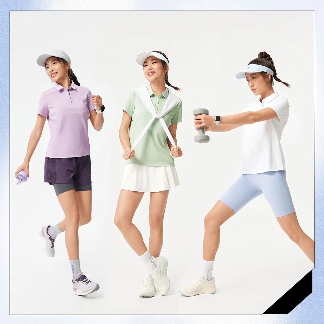 【2025新品】李宁健身系列女子防晒排湿速干宽松短袖POLO衫APLV016