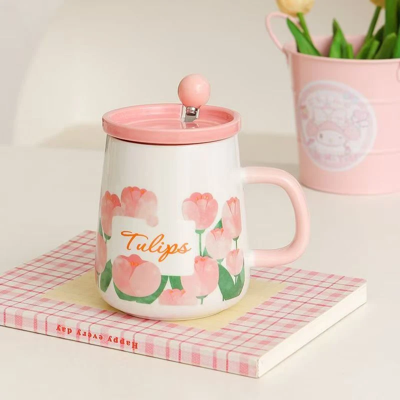 韩式ins高颜值陶瓷郁金香马克杯喝水家用