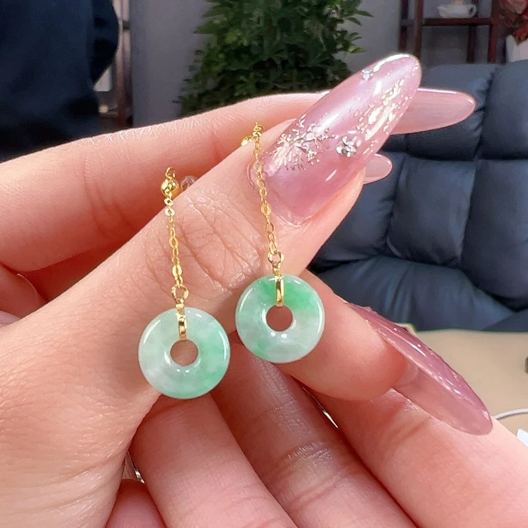 翡翠耳饰18K金镶嵌耳环39