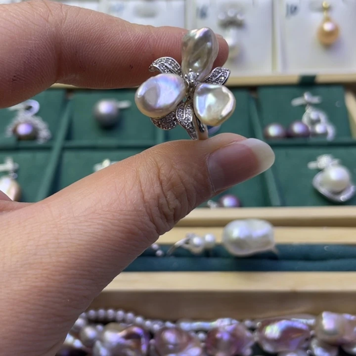 淡水珍珠戒指合金