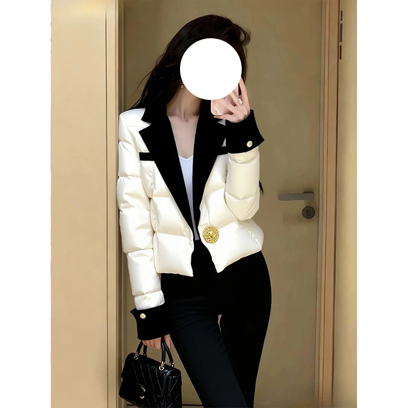法式高级感名媛气质短款棉服外套女秋冬大码胖MM修身加厚保暖棉衣