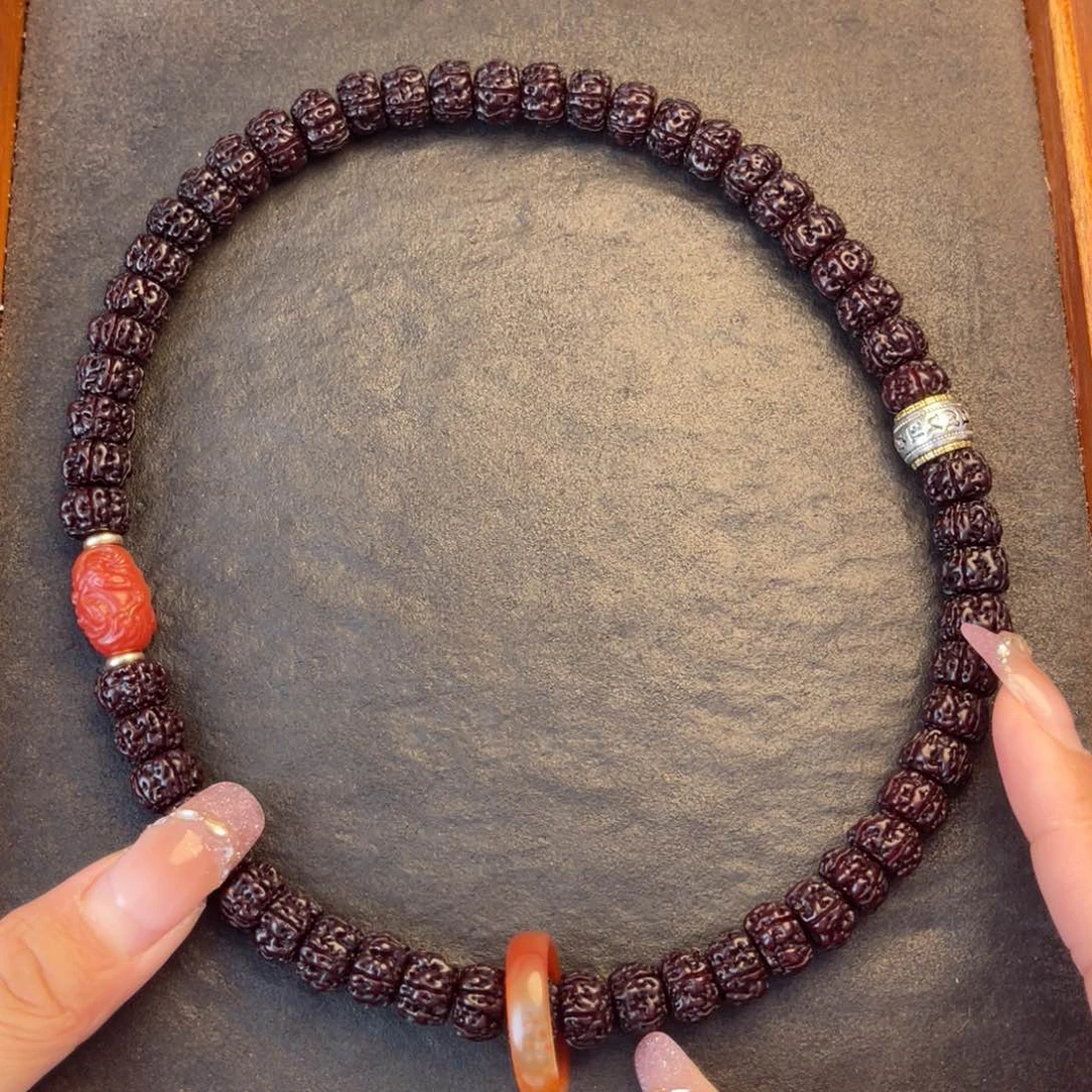 金刚菩提吊坠藏式直切一代龙黑金