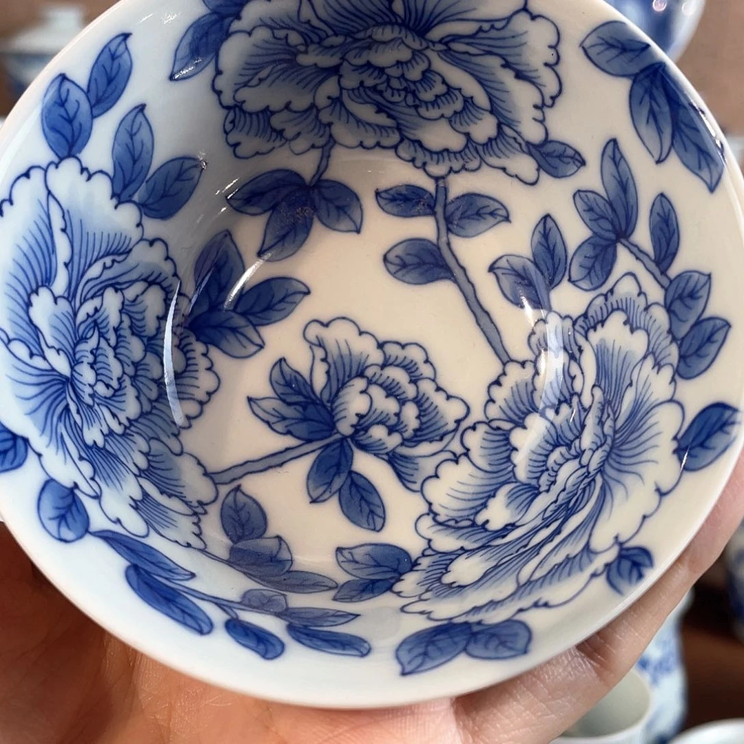 泥藝瓷梦牡丹撇口杯