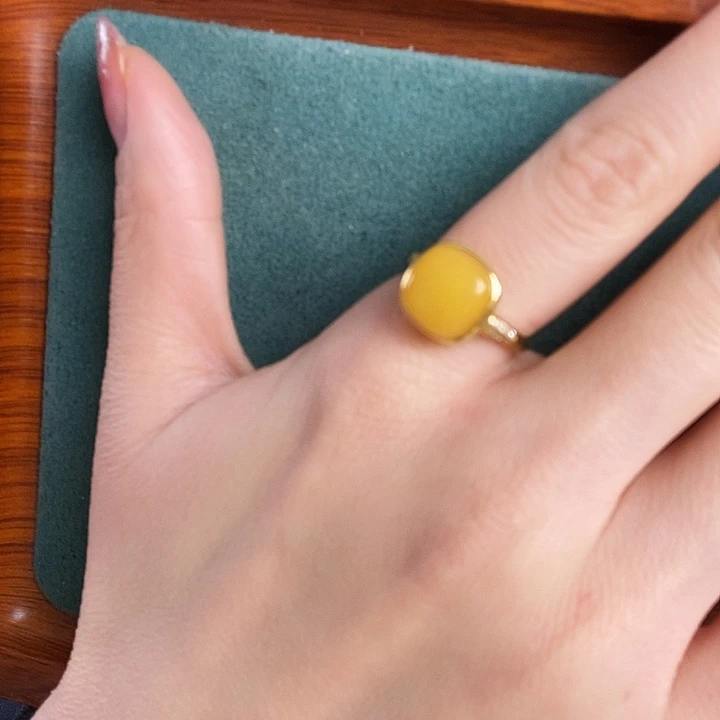 蜜蜡银S925镶嵌戒指戒指