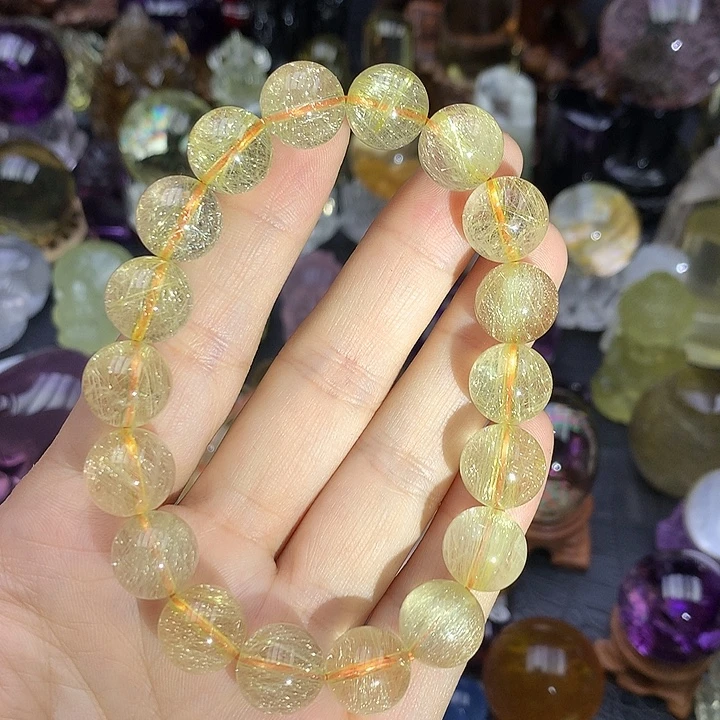 水晶珠宝半成品未镶嵌维纳斯金发晶手串11mm➕