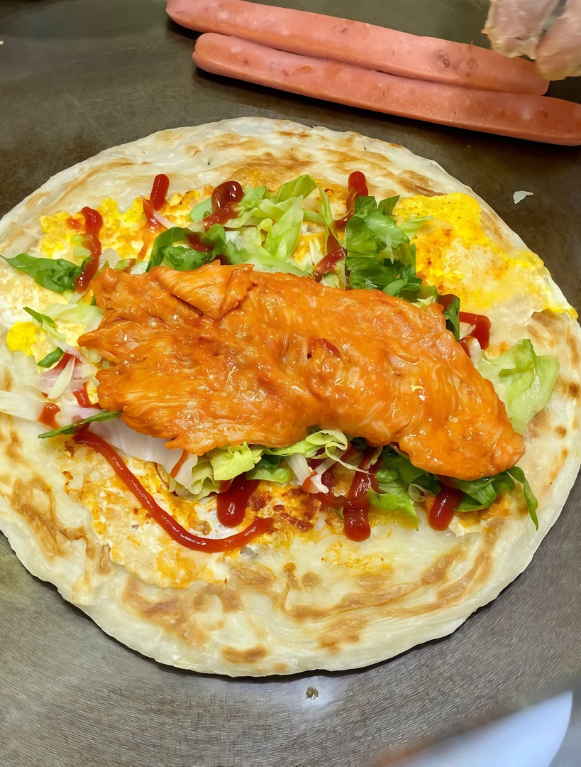 【爆款组合】100片手抓饼+200片里脊肉 地摊同款 摆摊货源 家庭囤货