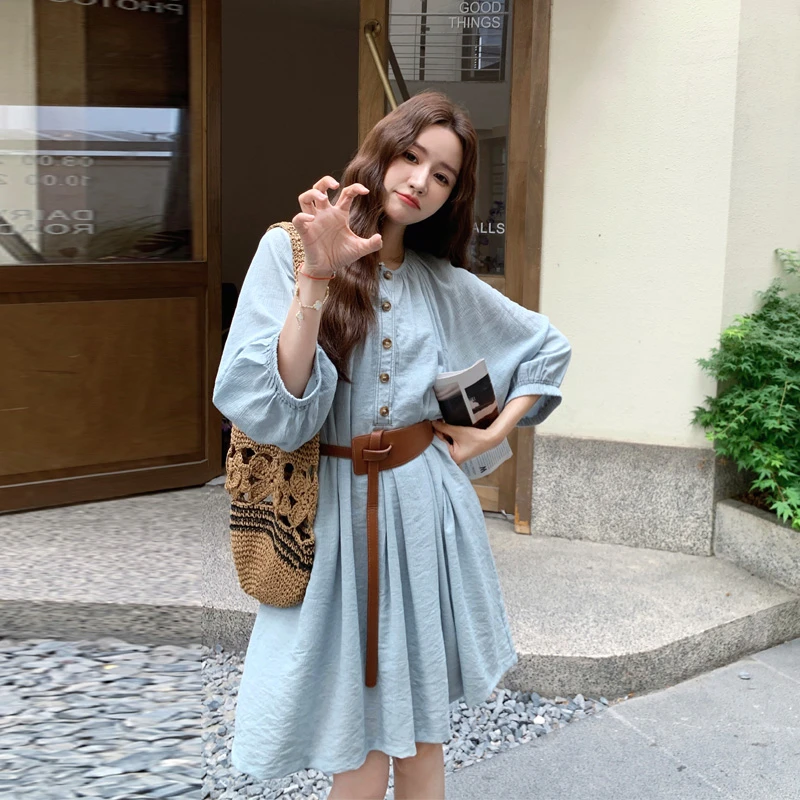 复古法式文艺范连衣裙2025夏季新款盐系氛围感温柔风显瘦气质裙子
