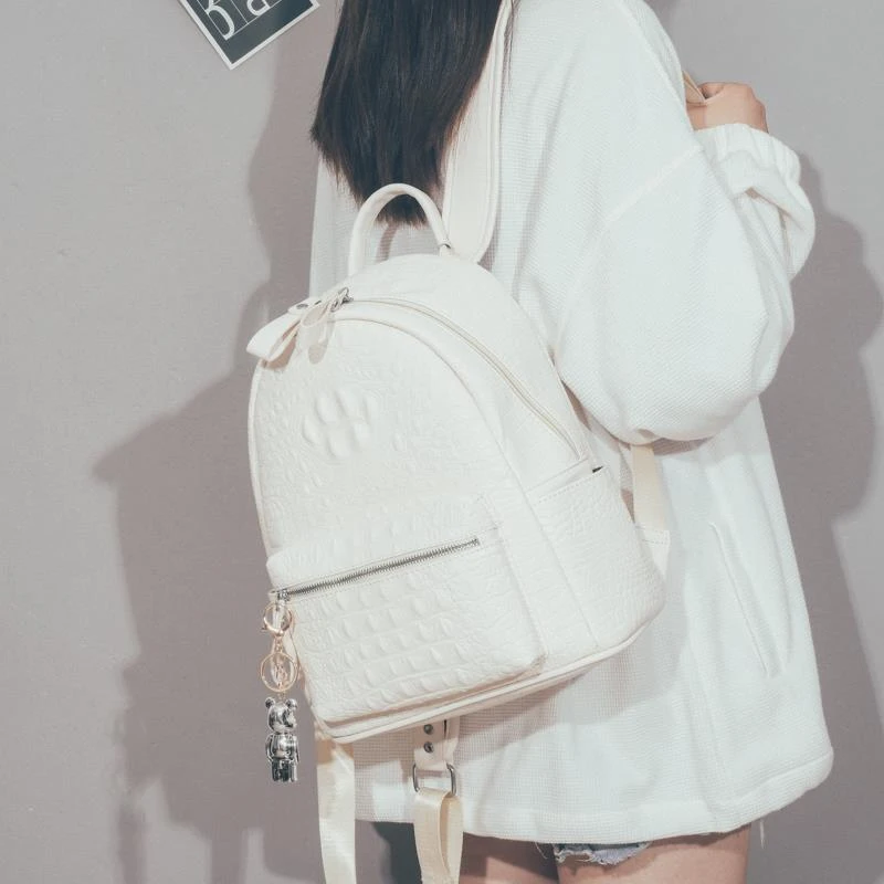 FAVMARTHA.高级感鳄鱼纹双肩包女新款时尚百搭书包韩国大容量旅行