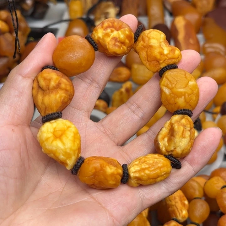 琥珀未镶嵌裸石天然蜜蜡手串