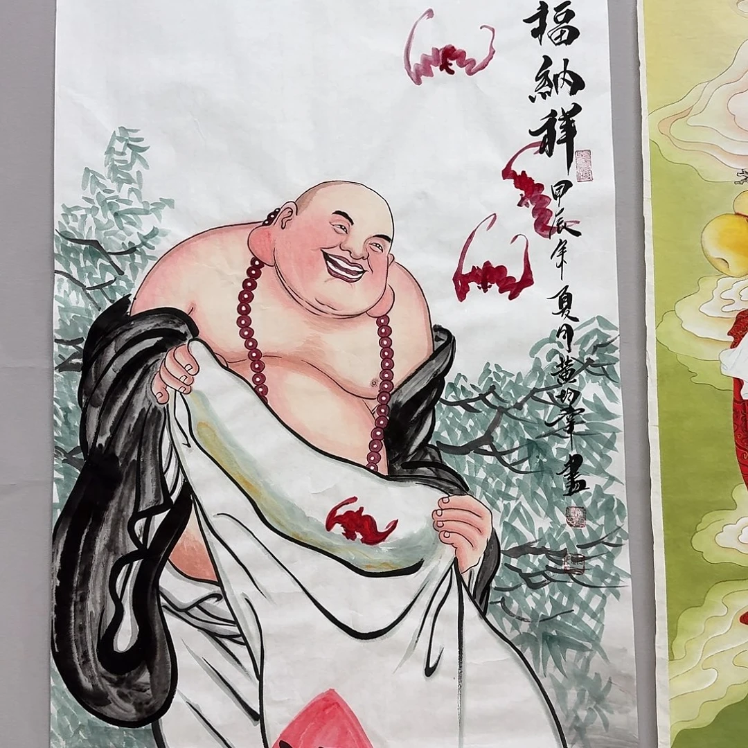 用***3国画四尺尺寸70X140纯手绘作品