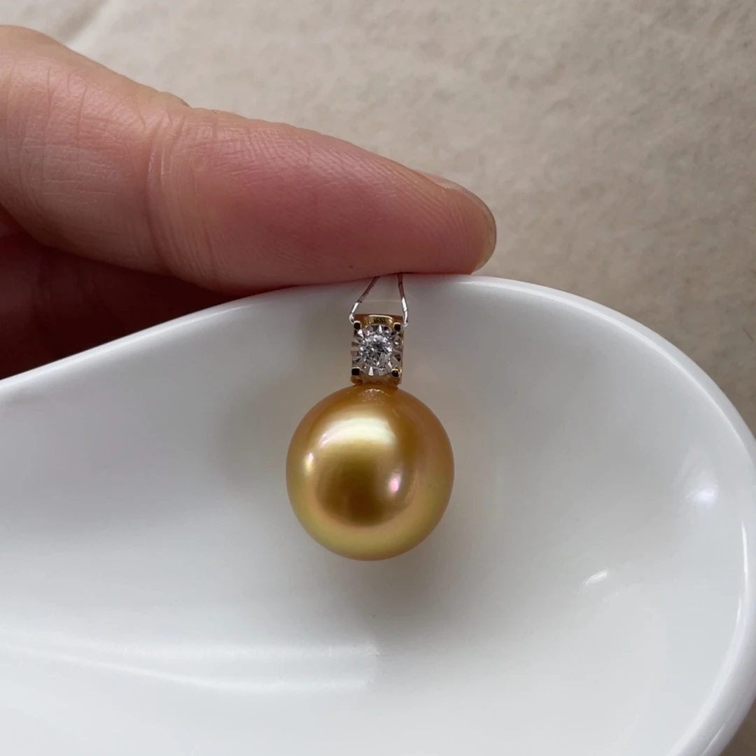 海水珍珠吊坠(不含链)18K金镶嵌12.5mm
