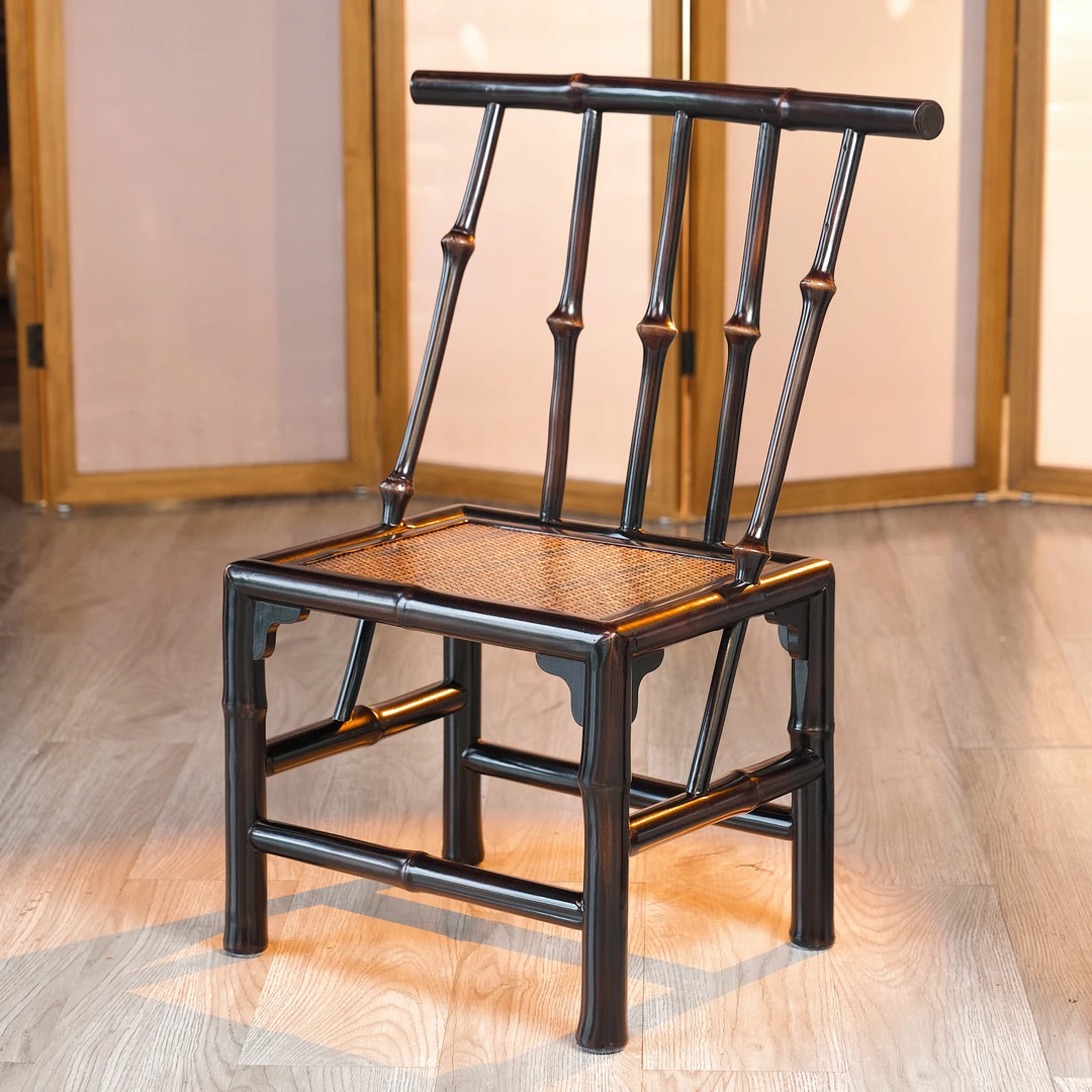 新款筇竹椅子方凳子纯手工新中式茶会所餐凳卧室茶室凳子复古风