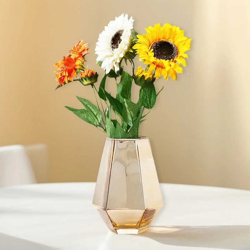 金色轻奢花瓶向日葵摆件简约现代创意家居客厅插花装饰品器皿盆景