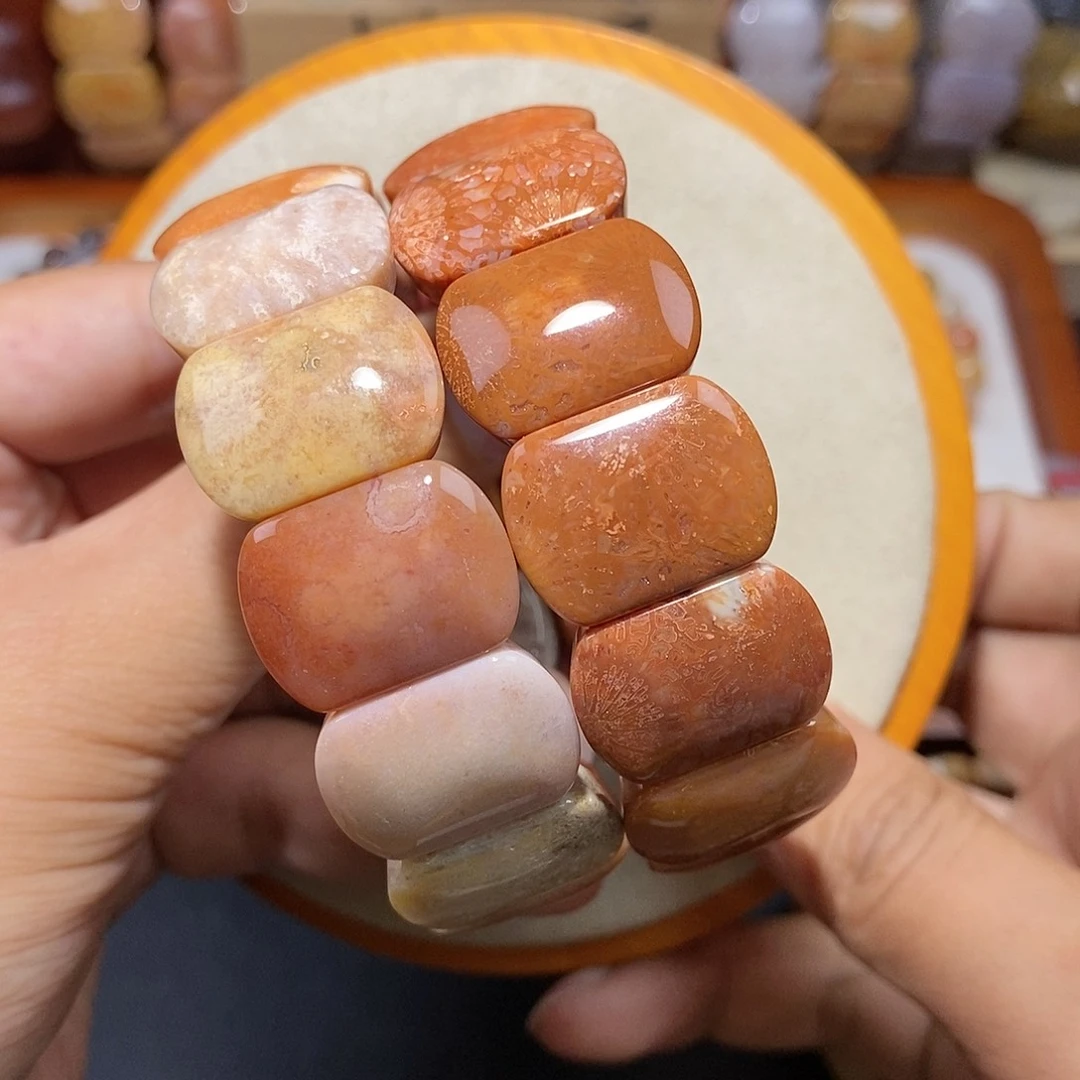 硅化珊瑚（珊瑚玉）手串未镶嵌清**袖