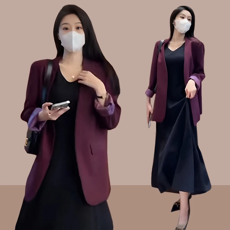 今年流行漂亮轻奢高级感御姐炸街减龄时尚洋气紫色西装外套女春秋