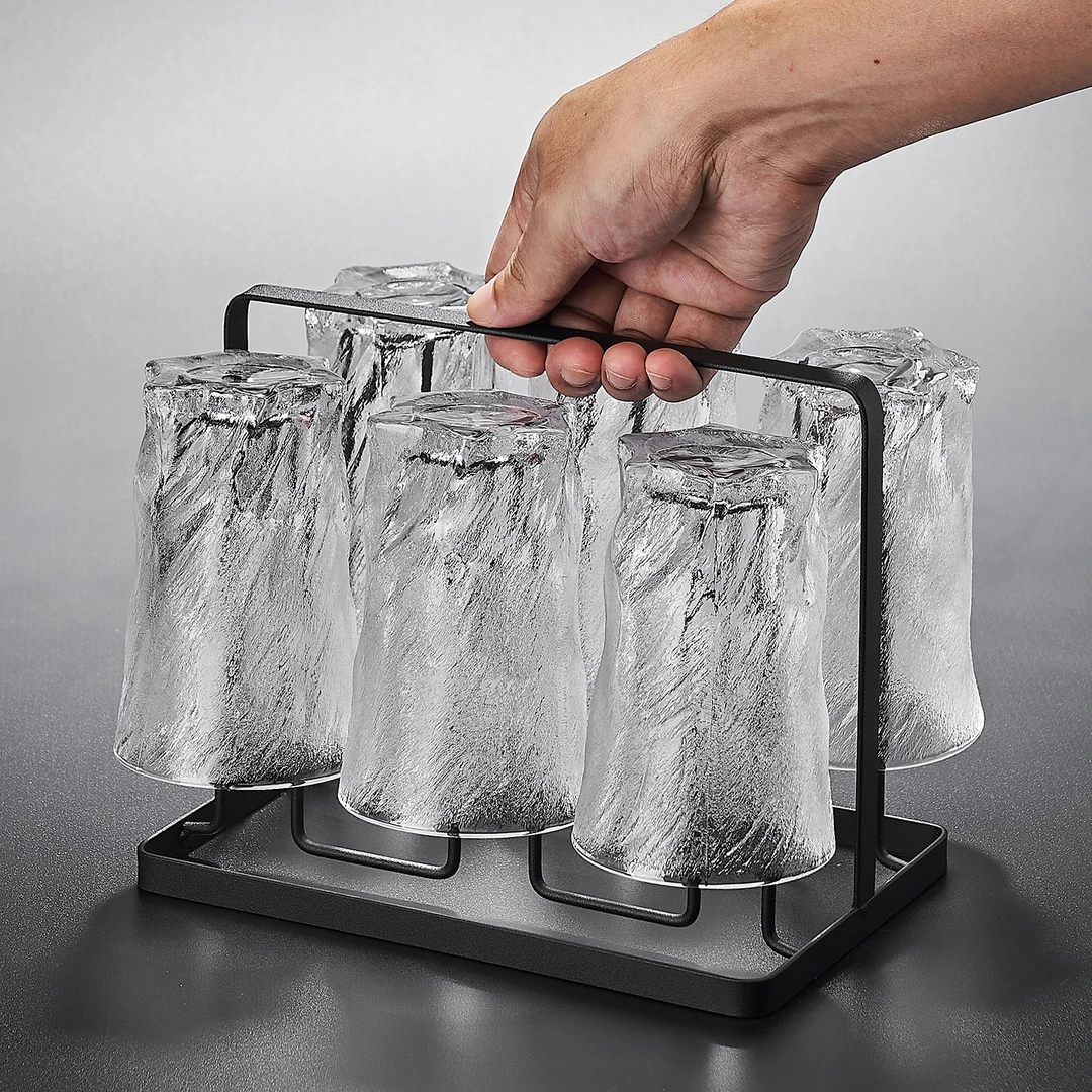 高级感浮雕玻璃杯水杯家用待客耐热喝水杯冰川杯轻奢耐热厚实杯子